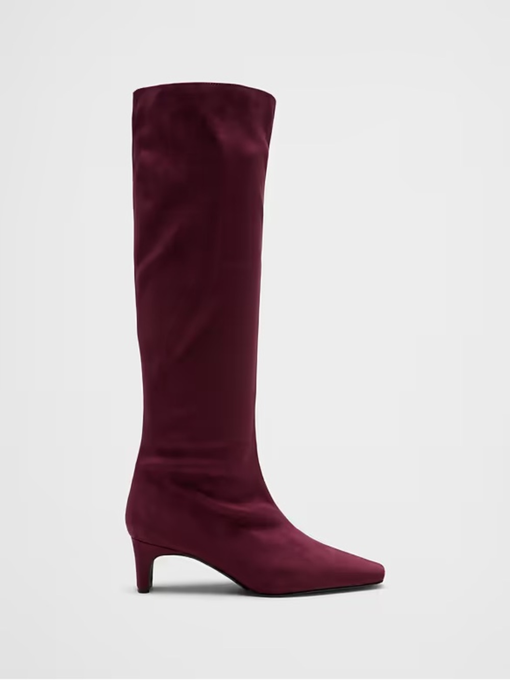 Vegan leather suede slouch boots in burgundy